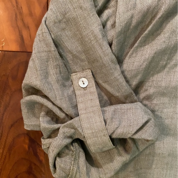 Perch By Blu Pepper Popover Shirt Olive Green Roll Tab Sleeve Women's Size 2XL - Picture 3 of 8